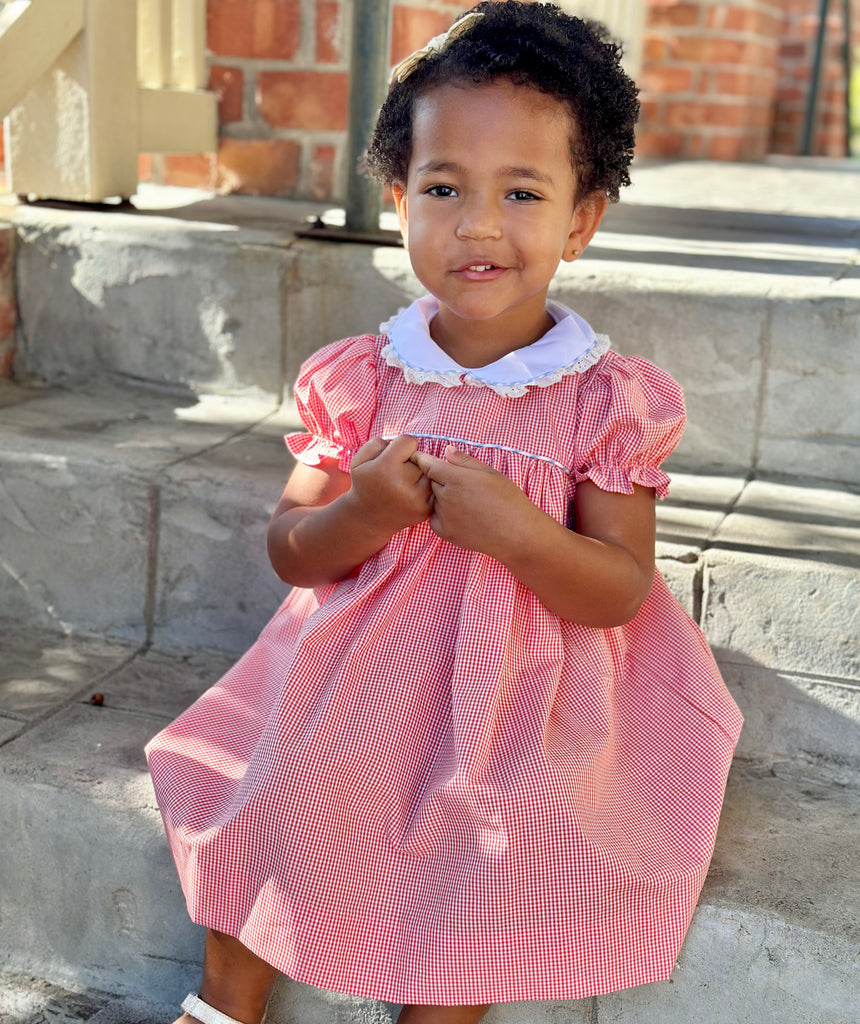 Orange gingham dress – The Little Tribe