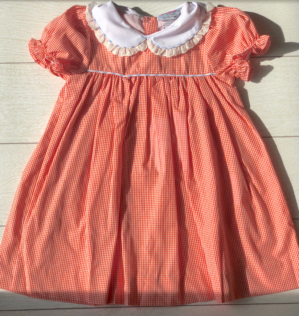 orange gingham mini dress Orange gingham dress – The Little Tribe