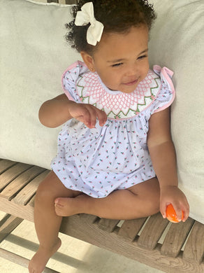 Dainty floral knit bubble with smocking