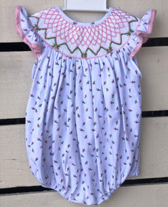 Dainty floral knit bubble with smocking