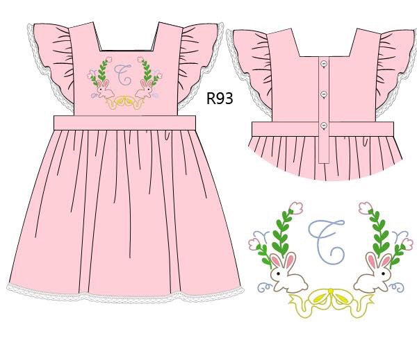 Embroidered Bunny Wreath Dress