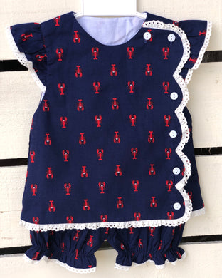 Crawfish girl short set with lace trim
