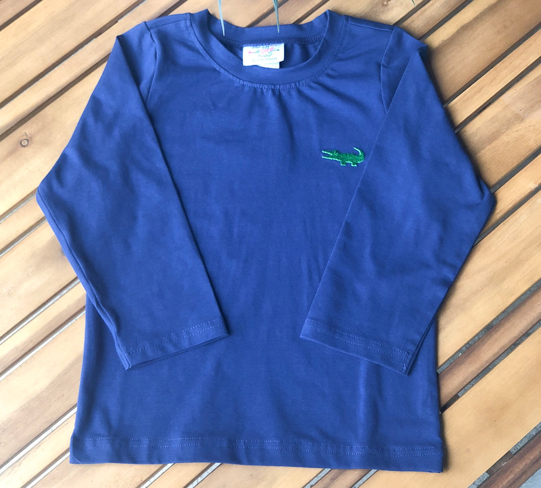 Navy knit alligator t-shirt
