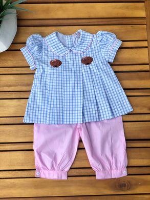 Dog embroidered pant set