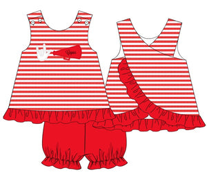 Red knit stripe UL Cajun swingback set
