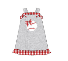 grey knit baseball dress with bow accent