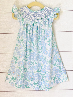 Light blue floral smocked dress