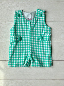 mint gingham knit jon jon with or without mono