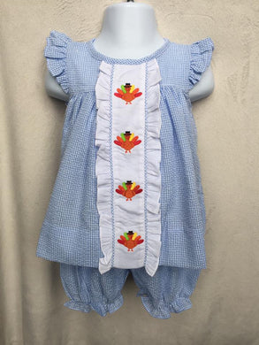 Blue Gingham Turkey Short Set